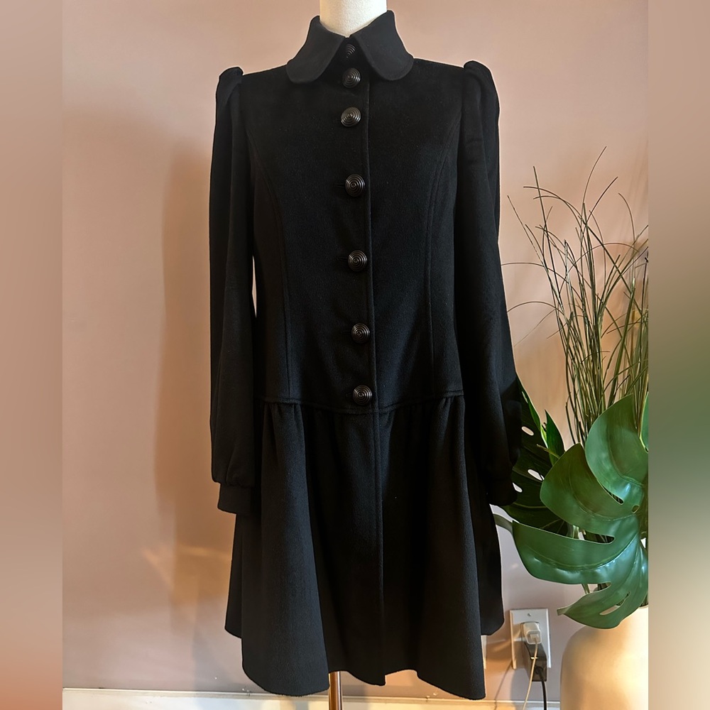 Armani Collezioni Black 100% Virgin Wool Princess Coat - IT 40, US-2/4/XS/S